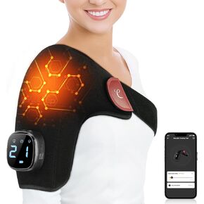 Comfytemp Cordless Shoulder Heating Pad for Rotator Cuff Pain Relief, Electric Heated Shoulder Brace Wrap FSA HSA Eligible App Control Wireless, Mothers Day Gifts, 9 Heat 10-30 Timers (No Massage S/M)