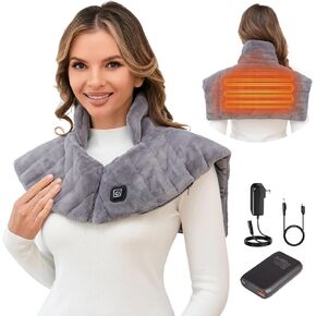 Portable Heating Pad for Neck and Shoulders and Back Pain Relief, HOTHUGZ Fathers Days Dad Gifts, Anniversary and Birthday Gifts for Mom, Women and Men, Cordless Rechargeable Neck Warmer for Wife