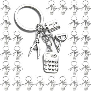 PHAETON 20PCS MathTeacher Gifts Mathematics Teacher Keychain, Teacher Keychain, Architect, Architectural Engineer Teacher, Geometry, Math Book, Teacher Gift, Math Teacher Key Ring