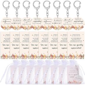 Sureio Volunteer Appreciation Gift Thank You Keychain Bulk with Cards and Bag for Volunteer Employee Gift, 4 Styles