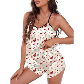 Ekouaer Silky Pajama Set for Women Satin Cute Pj Sets Camisole Lingerie Loungewear 2 Piece Party Nighties