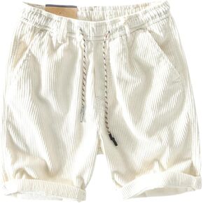Corduroy Shorts Men with Pockets Mens Corduroy Shorts Drawstring Elastic Waist for Spring Summer Beach Casual Shorts