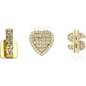 I Love Dollar 14K Gold Single Grills DIY Single Dimond Grillz Teeth for Men Women