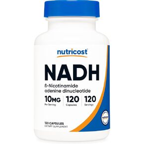 Nutricost Nadh 10mg لكل خدمة 120 كبسولة-B-nicotinamide الأدينين الدينوكليوتيد ، نباتي ، خالي من الغلوتين