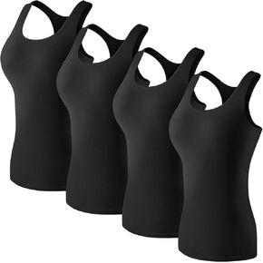 Coume 4 Pack Women's Compression Tank Tops Workout Racerback Tops Basic Sleeveless Athletic Yoga Shirts Dry Fit