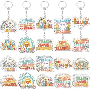 Remuuly 30 Pcs Boho Teacher Appreciation Keychain Gifts bulk Best Teacher Retirement Appreciation Gifts Thank You Birthday Gifts For Women Men Teacher