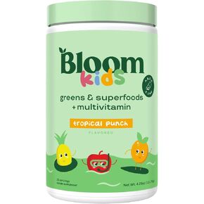 بلوم تغذية Superfood Greens Powder للأطفال ، إنزيمات الجهاز الهضمي ، البروبيوتيك ، البريبايوتيك ، صحة الأمعاء ، شلوريلا ، مزيج عصير الأخضر مع مسحوق جذر البنجر (25 جبل (حزمة 1) ، لكمة استوائية)
