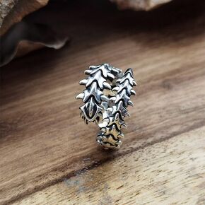925 sterling الفضة الفضية الرجعية العمود الفقري الهندسي ، خاتم العارضة على شكل حريش الذكور والأنثى مع نماذج صنع المجوهرات القابلة للتعديل