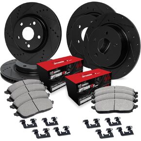 R1 Concepts Front and Rear Brakes and Rotors| Hardware Included| Front and Rear Optimum OEp Brake Pads and Rotors Kit| Fits 2009-2015 Toyota Venza