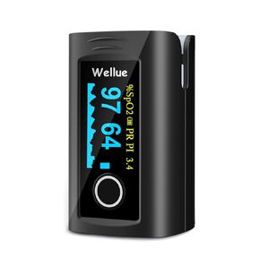 مقياس التأكسج النبضي بأطراف الأصابع من Wellue PC-60F، جهاز مراقبة تشبع الأكسجين في الدم مع البطاريات، وحقيبة حمل وحبل للاستخدام الصحي