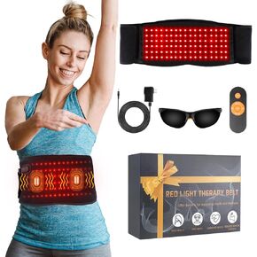 حزام علاج الضوء الأحمر بالأشعة تحت الحمراء: اهتزاز مصباح LED بالقرب من جهاز تخفيف آلام الجسم التفاف العلاج بالضوء الأحمر للجسم مع جهاز التحكم عن بُعد لعضلة الخصر الخلفي