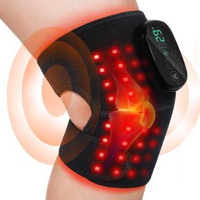 Red Light Therapy Knee Massager- Wireless Rechargeable Controller, 660nm&850nm Red Light Therapy 5 Heating Modes Designed to Knee Pain Relief, Promoting Faster Recovery