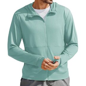 الرجال UPF 50+ الكامل Zip Up Sun Protect Screet سترة طويلة الأكمام خفيفة الوزن للأشعة فوق البنفسجية للرجال المشي لمسافات طويلة الصيد