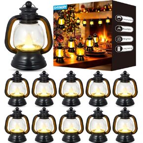 SHYMERY Mini Lantern, Western Party Decorations, 12 Pcs Western Themed Table Centerpieces, Cowboy Lantern Favors, Camping Decor Hanging Lamp for Halloween Christmas Wedding,4 Inch(Black)
