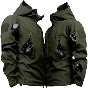 Men's Tactical Jackets Water Resistant Softshell Jacket Military Hooded 7 Pockets Windproof Outdoor Work Rain Coats