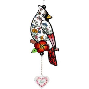 Stained Glass Window Hanging,Butterfly Garden Suncatchers with Chain,Black Hand-Craft Stained Glass Panel for Home Decor,Ideal Present for Mother's Day,Birthday(7.3''H*8''W