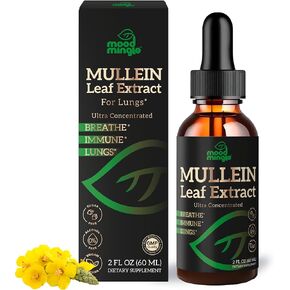 Mullein Leaf Extract for Lungs - Mullein Drops for Respiratory Health Support Lung Detox Cleanse - Vegan Sugar-Free Gluten Free - Liquid Supplement for Men Women 2fl. oz (60ml) (1 Pack)