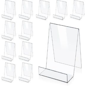 Vin Beauty 12 Pack Clear Acrylic Book Stand, Acrylic Book Display Stand Clear Books Display Easel Holder for Displaying Pictures, Books, Music Sheets, Albums, Notebooks