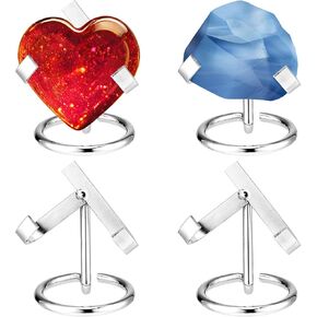Shimeyao 4 PCS Metal Crystal Stone Stone حامل الكرة الكريستال الصخور شاشة الصخور حامل عينة المعادن عرض الحامل للحفريات الأحجار الكريمة ألواح العقيق صحن ، 2 × 2.56 × 2.36 بوصة