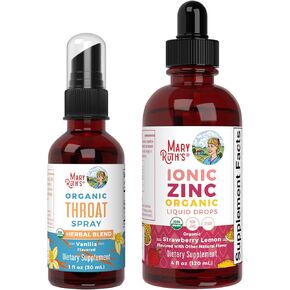 MaryRuth Organics Throat Spray (Vanilla) & Zinc Drops (Strawberry Lemon) | USDA Organic, Clean Label Project Verified® | Vitamins for Throat Relief, Immunity & Overall Health | Vegan, Non-GMO