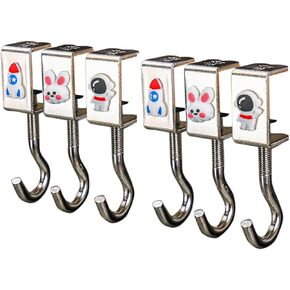 YIKANGHENG Table Mounting Hooks, 6 Pcs Alloy Adjustable Holder for Table Hanging of Schoolbag, Towel, Unbrella and All Can be Hanging on (6)