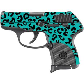 MightySkins Skin Compatible with Ruger LCP 380 - Teal Leopard | Protective, Durable, and Unique Vinyl Decal wrap Cover | Easy to Apply, Remove, and Change Styles | Made in The USA