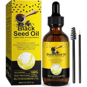 Black Seed Oil - 100% Pure, Unrefined, Natural Organic Cold Pressed Black Seed Oil with 2% TQ and a Dynamic Harmony of Omegas 3, 6, and 9 Antioxidant, Immune Boost, Joints, Skin & Hair, 2.02 fl oz