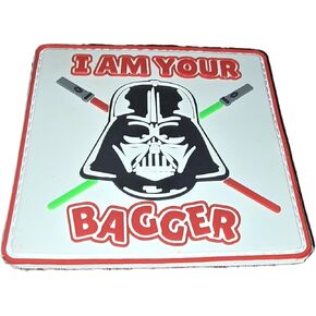 Star Inspired Darth V Cornhole Funny Patch I am Your Bagger with Light Sword Sabers PVC Hook Backing Pull Moral Patches