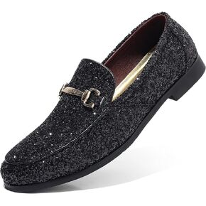 Cosidram Men's Glitter Dress Shoes الترتر المعدني ترتر Tuxedo الفاخرة الذهب متسكع in Kuwait
