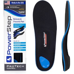 PowerStep ProTech Control Orthotic Insoles - Medical Grade Arch Support Inserts for Plantar Fasciitis Relief- Made in USA - Maximum Cushioning + ShockAbsorb Orthotic (M 6-6.5 W 8-8.5)