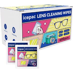 Glasses Wipes Lens Cleaner- -Moistened Individual Wrapped Eye Glasses Cleaning Wipes | Glasses Cleaner Safely Cleans Glasses, Sunglasses, Phone Screen, Electronics & Camera Lens (White -400)