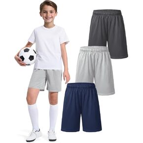 5 Pack Boys Basketball Shorts Kids Youth Athletic Short Boy Quick Dry Sport Clothes with Pockets Size 7-14 Years
