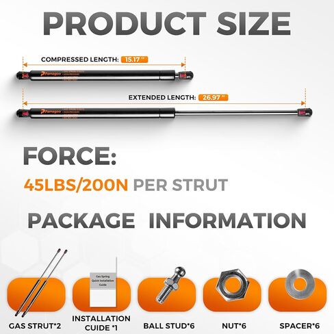 St270edi2-45 27 Inch Gas Strut 45 Lbs,2pcs St270edi-45 Undercover Gas Spring, 27" Lift Support for Tonneau Cover Parts Replacement Truck Bed Cover Shock in Saudi Arabia