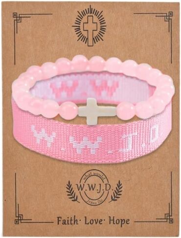 Christian Cross WWJD Bracelet WWJD Braided Rope Bracelet Cross Crystal Beads Stretch Bracelets Religious Christian What Would Jesus Do Handmade Woven Wristbands Bracelet in Saudi Arabia