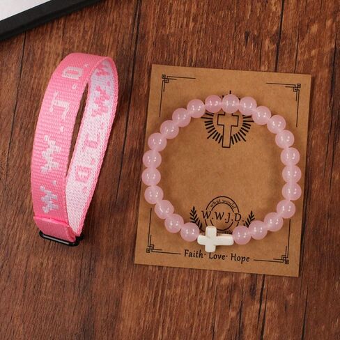 Christian Cross WWJD Bracelet WWJD Braided Rope Bracelet Cross Crystal Beads Stretch Bracelets Religious Christian What Would Jesus Do Handmade Woven Wristbands Bracelet in Saudi Arabia