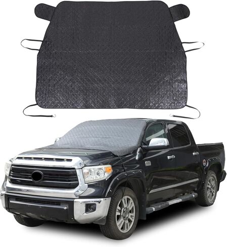 Windshield Cover for Ice Snow, Windshield Snow Cover 4-Layer Protect for Snow, Ice, UV, Frost Wiper Covers, Windproof Sunshade Cover (Black, for Toyota Tundra 2007-2021 2022 2023 2024 2025+) in Saudi Arabia