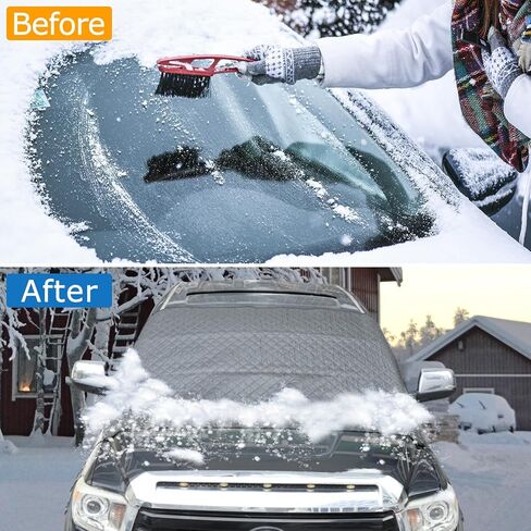 Windshield Cover for Ice Snow, Windshield Snow Cover 4-Layer Protect for Snow, Ice, UV, Frost Wiper Covers, Windproof Sunshade Cover (Black, for Toyota Tundra 2007-2021 2022 2023 2024 2025+) in Saudi Arabia
