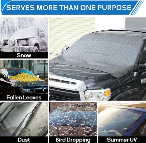 Windshield Cover for Ice Snow, Windshield Snow Cover 4-Layer Protect for Snow, Ice, UV, Frost Wiper Covers, Windproof Sunshade Cover (Black, for Toyota Tundra 2007-2021 2022 2023 2024 2025+) in Saudi Arabia