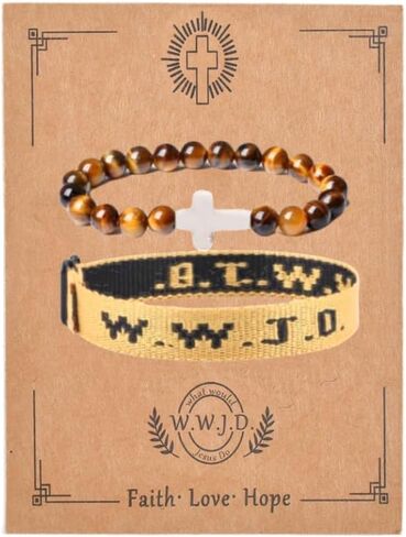 Christian Cross WWJD Bracelet WWJD Braided Rope Bracelet Cross Crystal Beads Stretch Bracelets Religious Christian What Would Jesus Do Handmade Woven Wristbands Bracelet in Saudi Arabia