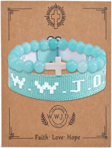 Christian Cross WWJD Bracelet WWJD Braided Rope Bracelet Cross Crystal Beads Stretch Bracelets Religious Christian What Would Jesus Do Handmade Woven Wristbands Bracelet in Saudi Arabia