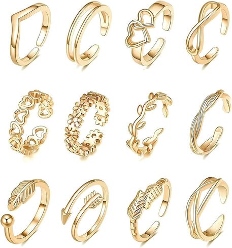 Toe Rings for Women Gold Toe Ring Set Adjustable Open Rings Heart Arrow Toe Ring Infinity Ring Beach Foot Jewelry for Summer in Saudi Arabia