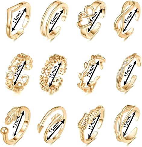 Toe Rings for Women Gold Toe Ring Set Adjustable Open Rings Heart Arrow Toe Ring Infinity Ring Beach Foot Jewelry for Summer in Saudi Arabia