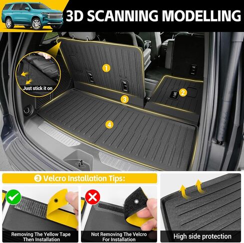 حصيرة شحن لعام 2022-2025 Chevy Tahoe/GMC Yukon Trunk Mat مع حصيرة مسند الظهر جميع بطانات البضائع الخلفية للطقس لعام 2022 2023 2024 2025 in Kuwait