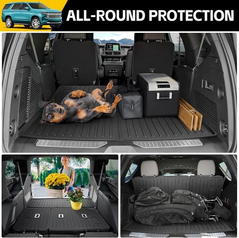 حصيرة شحن لعام 2022-2025 Chevy Tahoe/GMC Yukon Trunk Mat مع حصيرة مسند الظهر جميع بطانات البضائع الخلفية للطقس لعام 2022 2023 2024 2025 in Kuwait