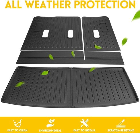 حصيرة شحن لعام 2022-2025 Chevy Tahoe/GMC Yukon Trunk Mat مع حصيرة مسند الظهر جميع بطانات البضائع الخلفية للطقس لعام 2022 2023 2024 2025 in Kuwait