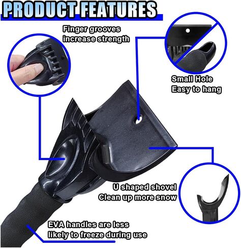 Ice Scraper for Cars, Scratch-Free Winter Window and Windshield Snow Ice Scraper, Foam Grip Frost Removal Accessories for Cars, Trucks, SUVs (Blue) in Saudi Arabia