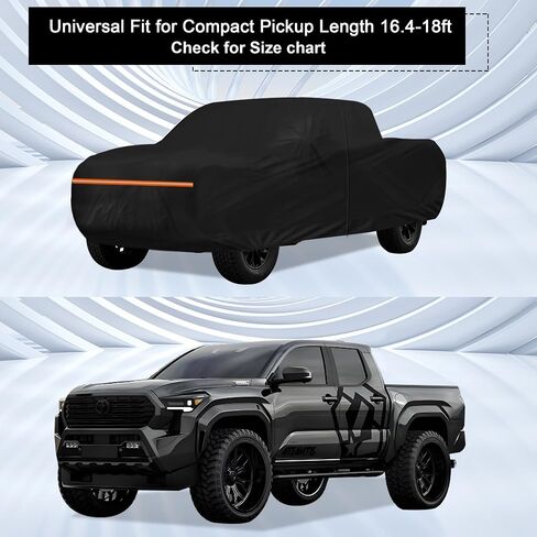 Amooca Car Covers Waterproof Sun-Proof All Weather for Automobiles Snow Cover 420D with Door Zipper Cotton Lining Universal Fit for Compact Pickup Truck Length 16.4-18ft in Kuwait