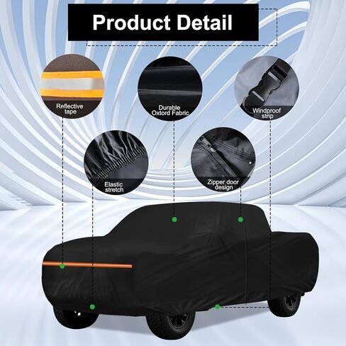 Amooca Car Covers Waterproof Sun-Proof All Weather for Automobiles Snow Cover 420D with Door Zipper Cotton Lining Universal Fit for Compact Pickup Truck Length 16.4-18ft in Kuwait
