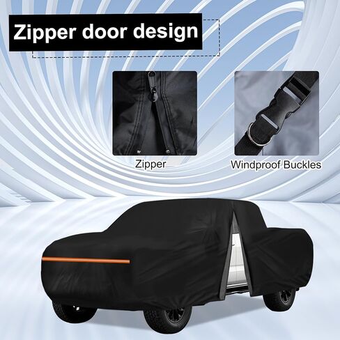 Amooca Car Covers Waterproof Sun-Proof All Weather for Automobiles Snow Cover 420D with Door Zipper Cotton Lining Universal Fit for Compact Pickup Truck Length 16.4-18ft in Kuwait