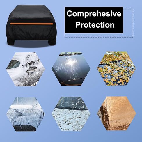 Amooca Car Covers Waterproof Sun-Proof All Weather for Automobiles Snow Cover 420D with Door Zipper Cotton Lining Universal Fit for Compact Pickup Truck Length 16.4-18ft in Kuwait